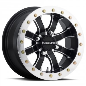 Raceline A71 Mamba Beadlock Wheel - Black & Machined Finished 
