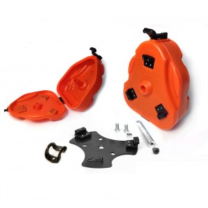 2 Gallon Cam Can Storage Trail Boxes, Orange/Black